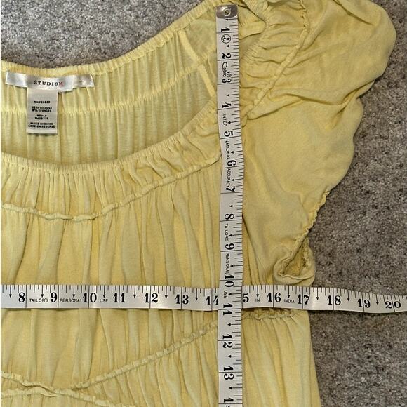 Studio M by Max Studio Yellow Off-the-Shoulder Short Sleeve Cottage Core S-M Top - Picture 3 of 6
